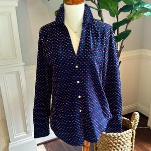 Gap Perfect Shirt Textured Colorful Thread Button Down Collar Top